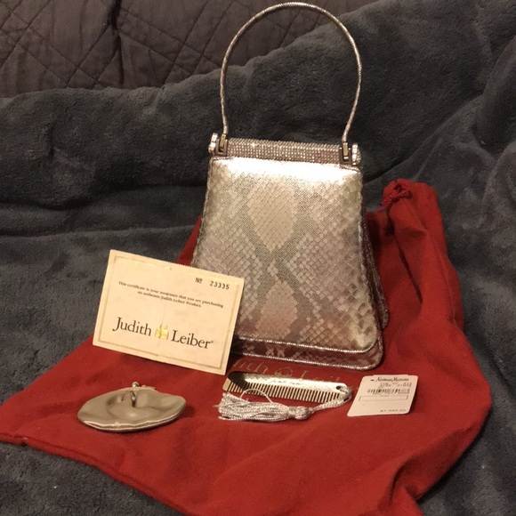 TWO Judith Leiber purses! One silver with crystals. One gold. - Picture 5 of 13